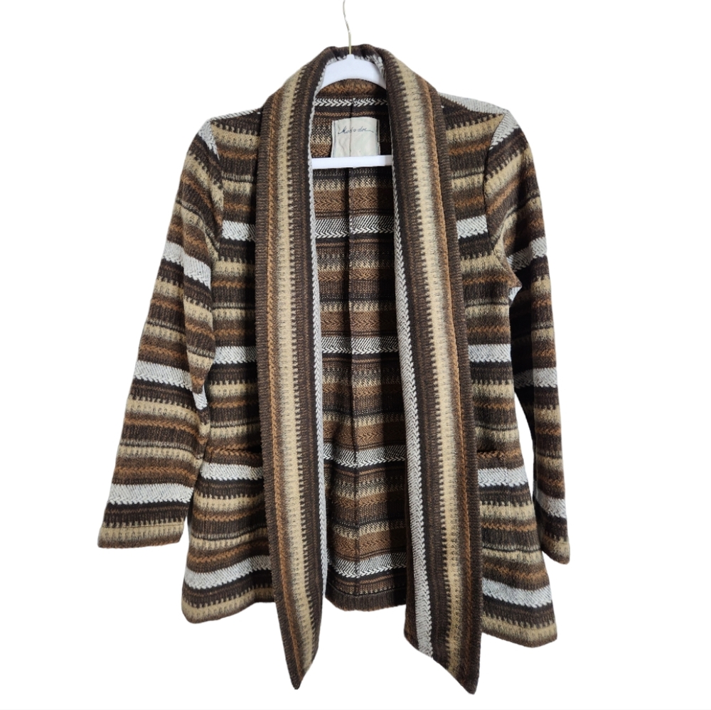 Mododoc Wool Blend Stripe Open Cardigan Size Xs - image 1